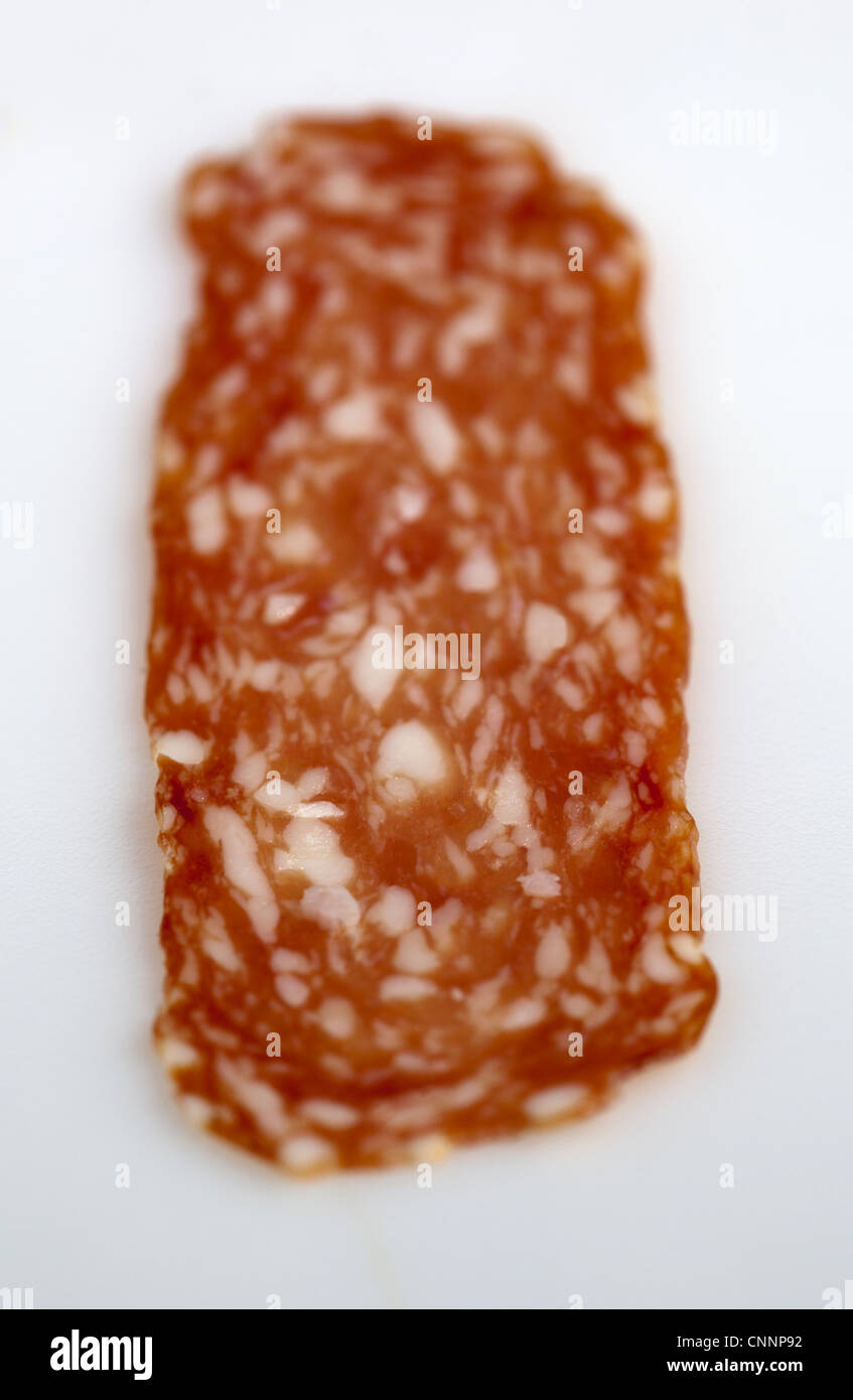 Italian Salami Slice Stock Photo Alamy