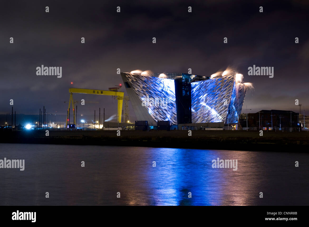 Titanic Belfast Lightshow Stock Photo Alamy