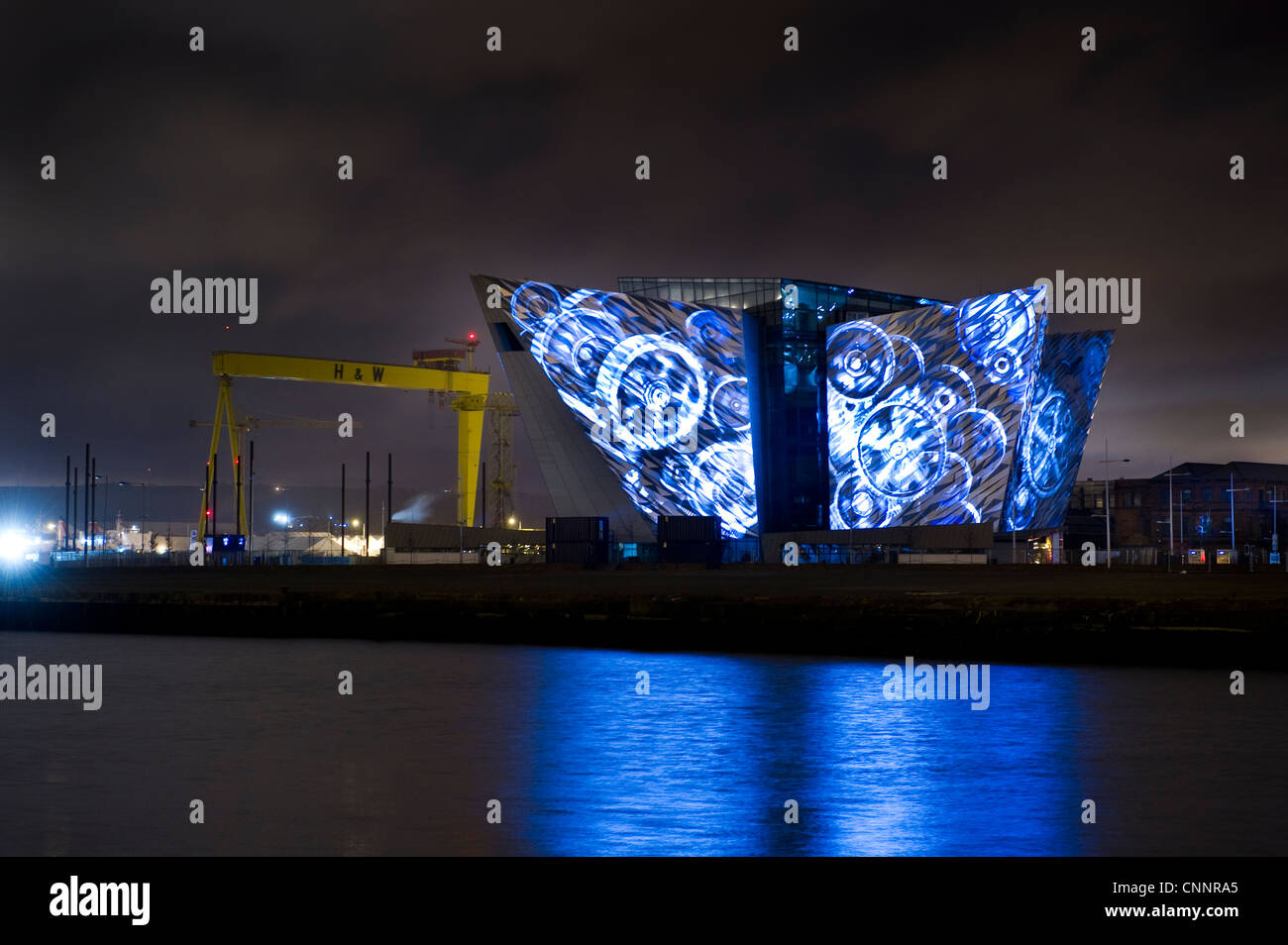 Titanic Belfast Lightshow Stock Photo