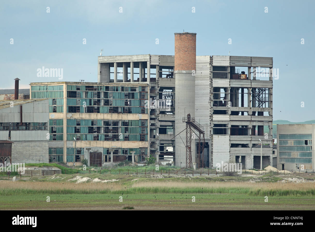 Derelict factory buildings, Vadu, Dobrogea, Romania, may Stock Photo