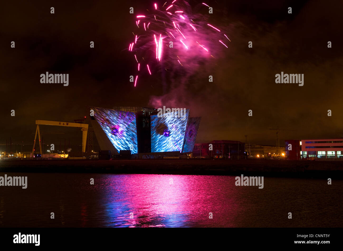 Titanic Belfast Lightshow Stock Photo Alamy