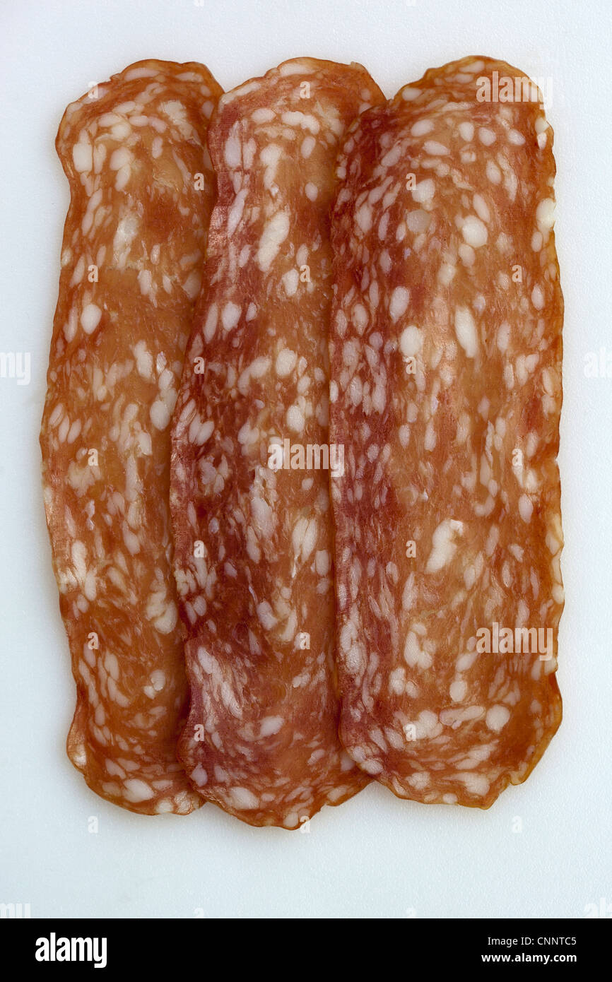 Italian Salami Slices Stock Photo