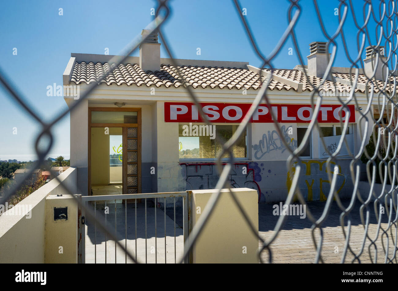 The credit crisis in Spain is visible to see with construction on new homes stopped and abandoned. Stock Photo