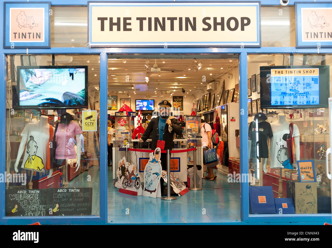 The Tintin Shop, Chinatown street market, Singapore, Malaysia Stock Photo