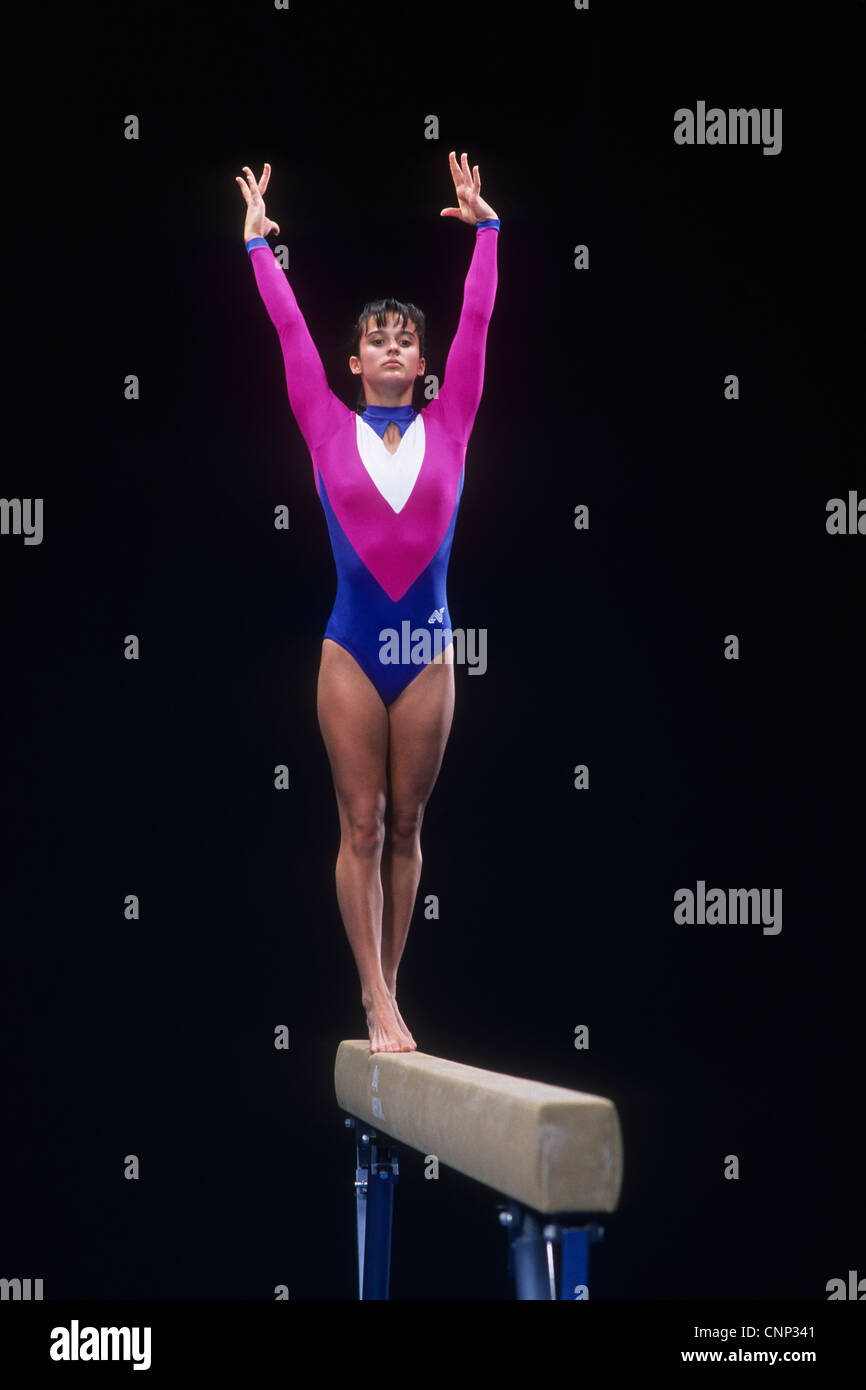 Female gymnast on the balance beam Stock Photo Alamy