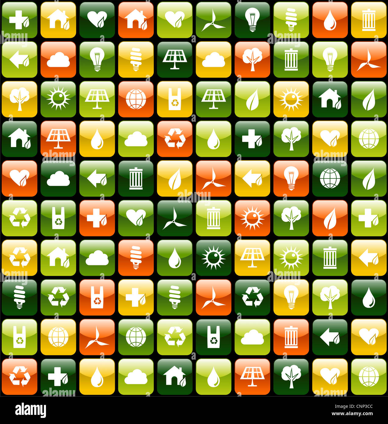 Green icon buttons for eco friendly apps seamless pattern background. Vector file available. Stock Photo