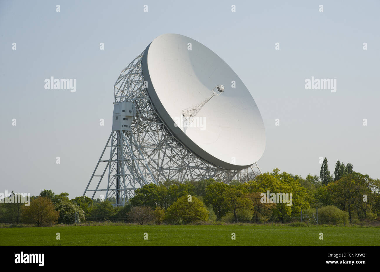 Radio telescope, Lovell Telescope, Jodrell Bank Observatory, Cheshire, England, april Stock Photo