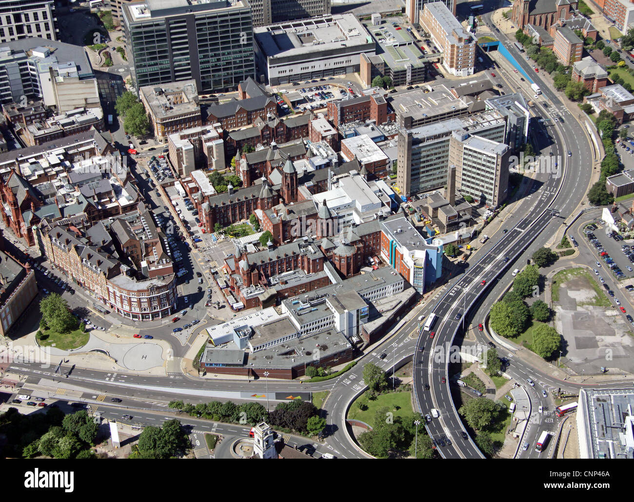 Aerial view of Birmingham Children's Hospital and Dental School