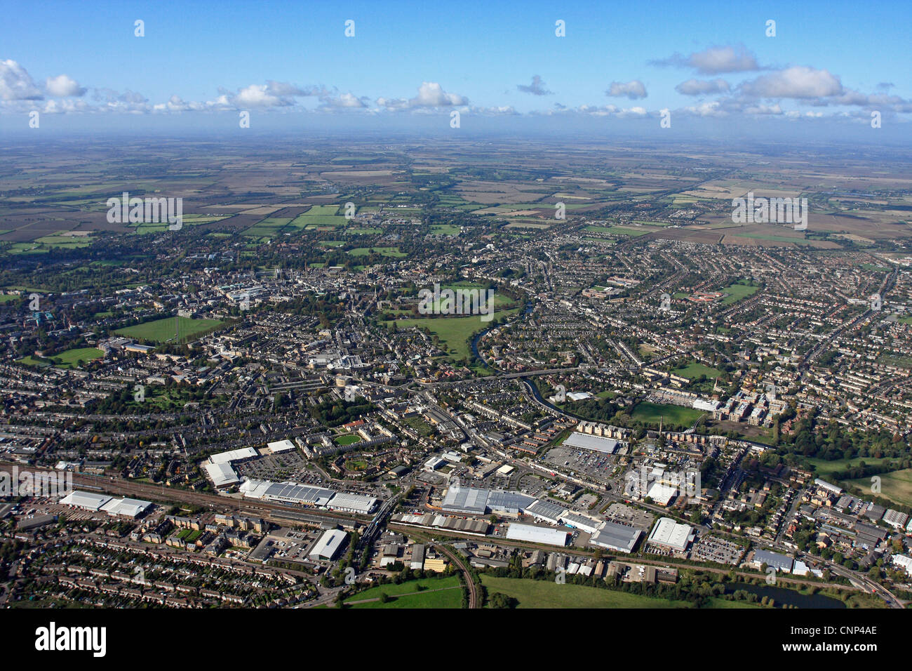 aerial view of Cambridge Retail Park Stock Photo