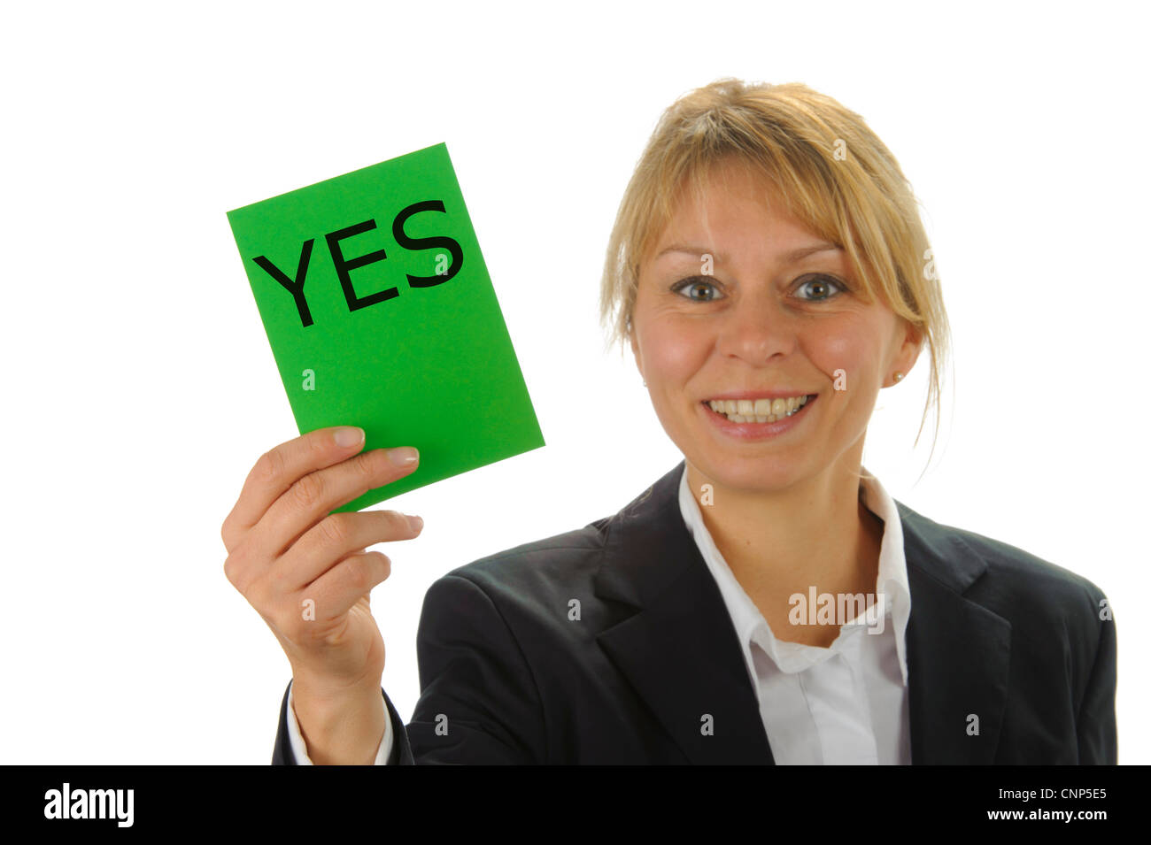 green card for positive voting Stock Photo