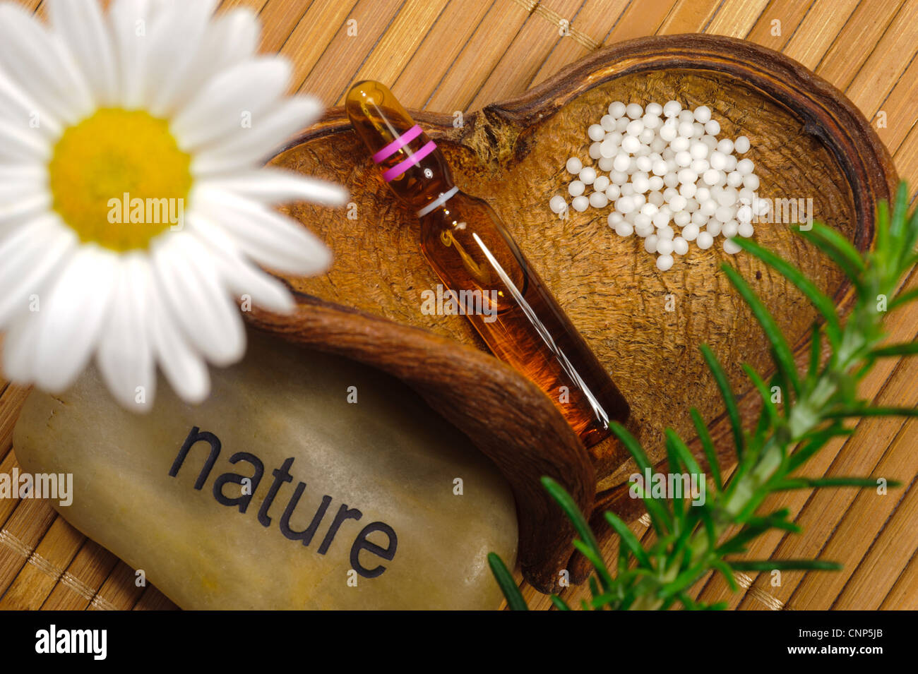 alternative medicine with homeopathy and globules Stock Photo