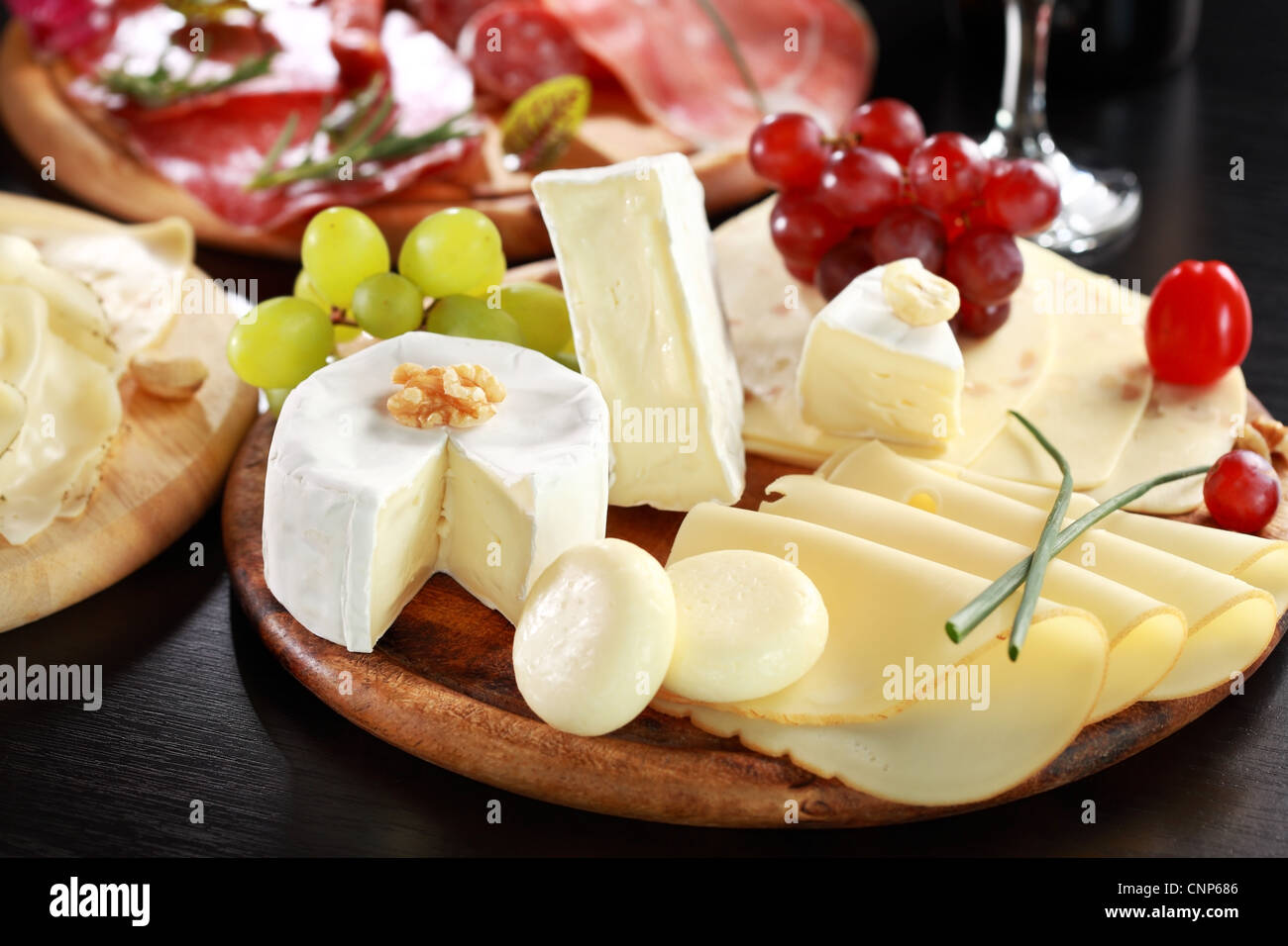 Cheese and salami platter with vegetable and herbs Stock Photo Alamy