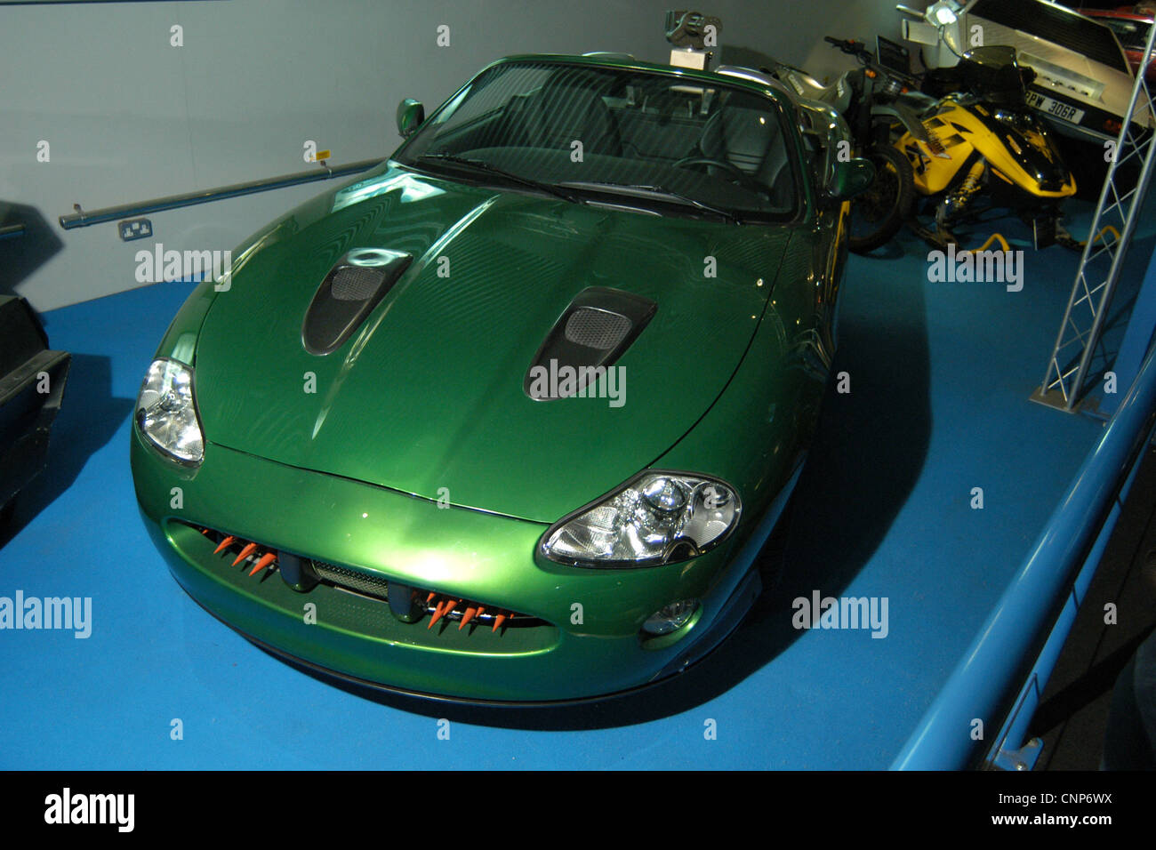 Jaguar XKR Roadster used by James Bond in the film Die Another Day (2002). National Motor Museum, Beaulieu, UK. Stock Photo