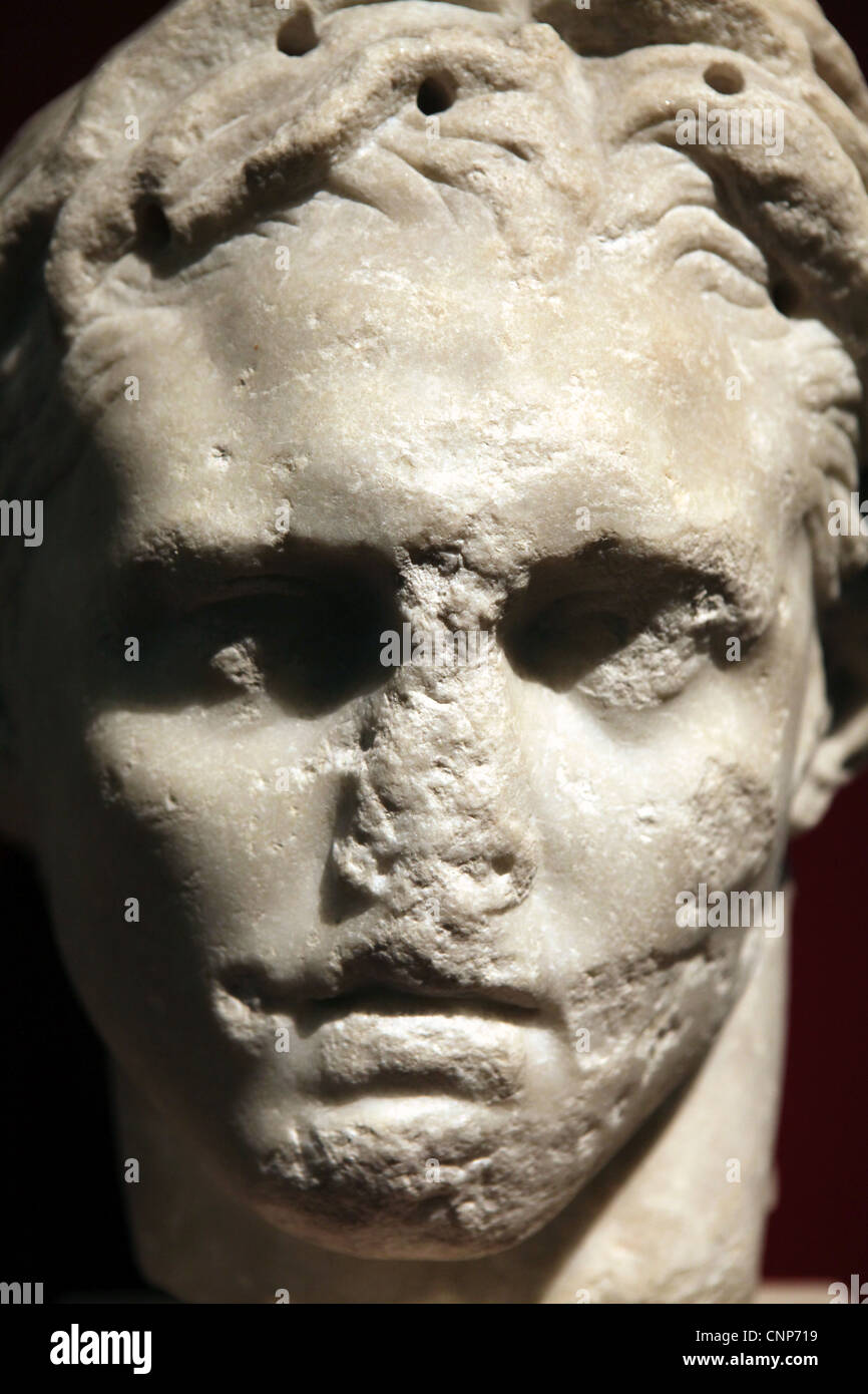 Alexander the Great. Marble bust in Museo Nazionale Romano in Rome, Italy. Stock Photo