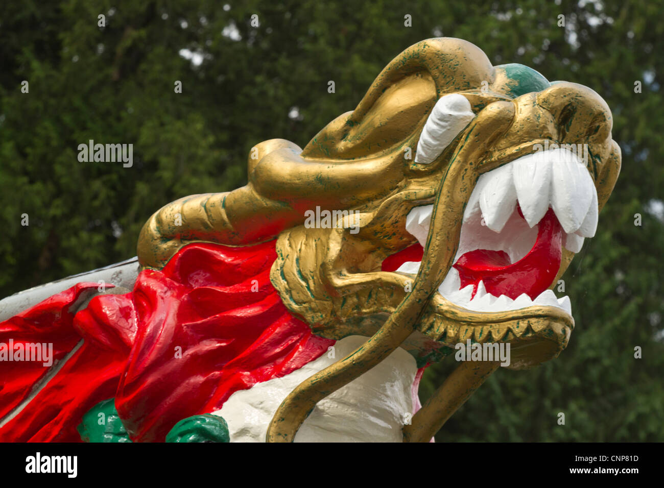 Chinese dragonboat figurehead, Stanley Park, Vancouver, British Columbia, Canada Stock Photo