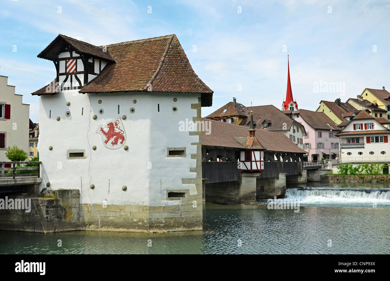 The Historic Town Of Bremgarten, Switzerland At Summer. With The River ...