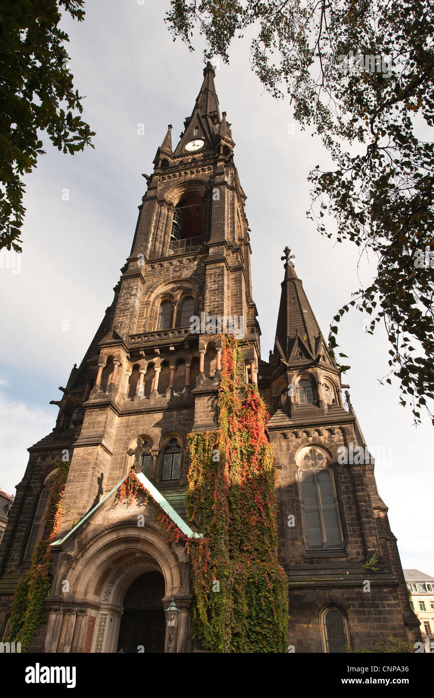 Church in Bohemian neighbourhood in the Outer Neustadt district of Dresden, Germany. Stock Photo