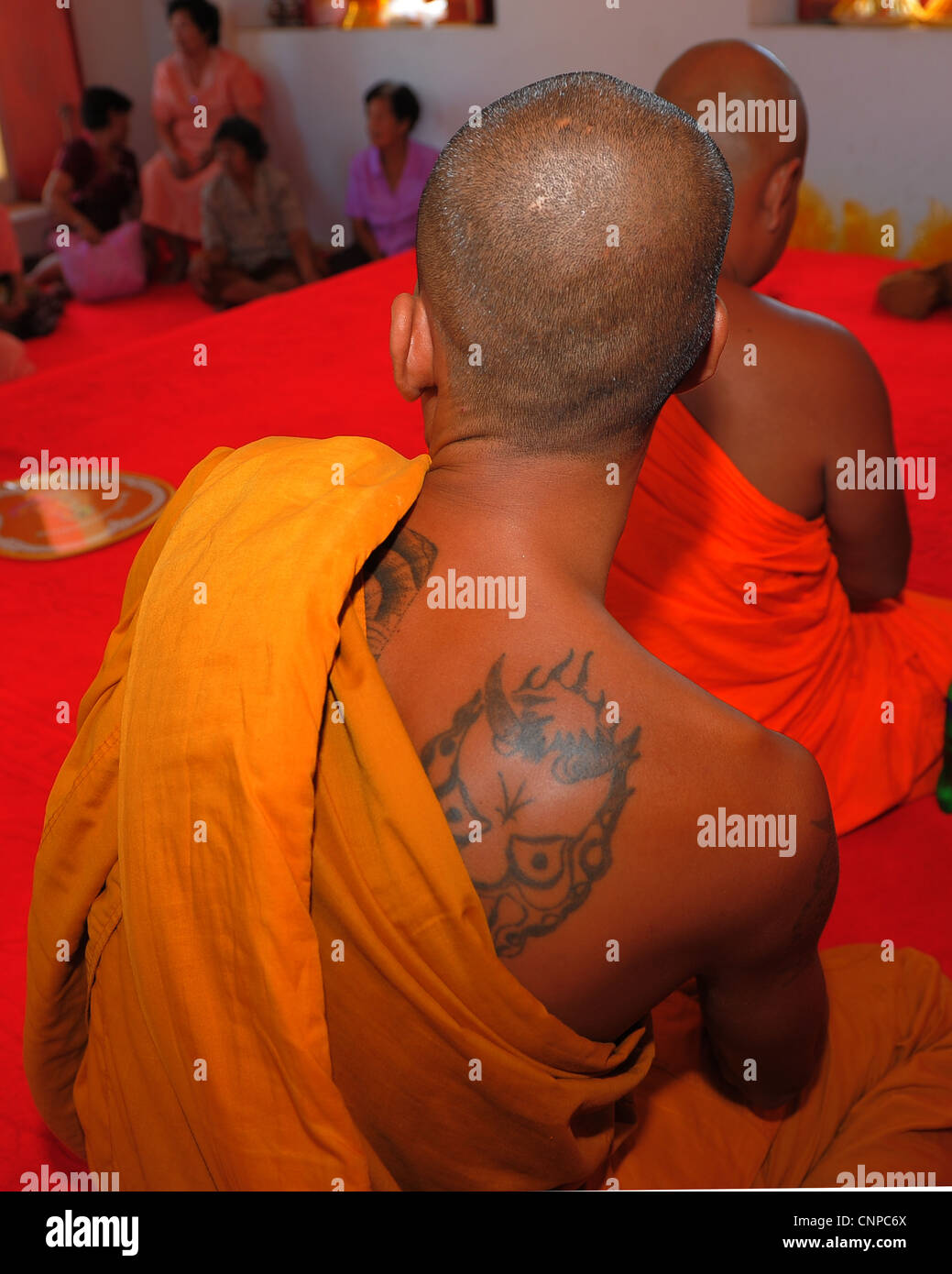 monk with devil tattoo monk ordination ceremony wat pong pang buddhist CNPC6X