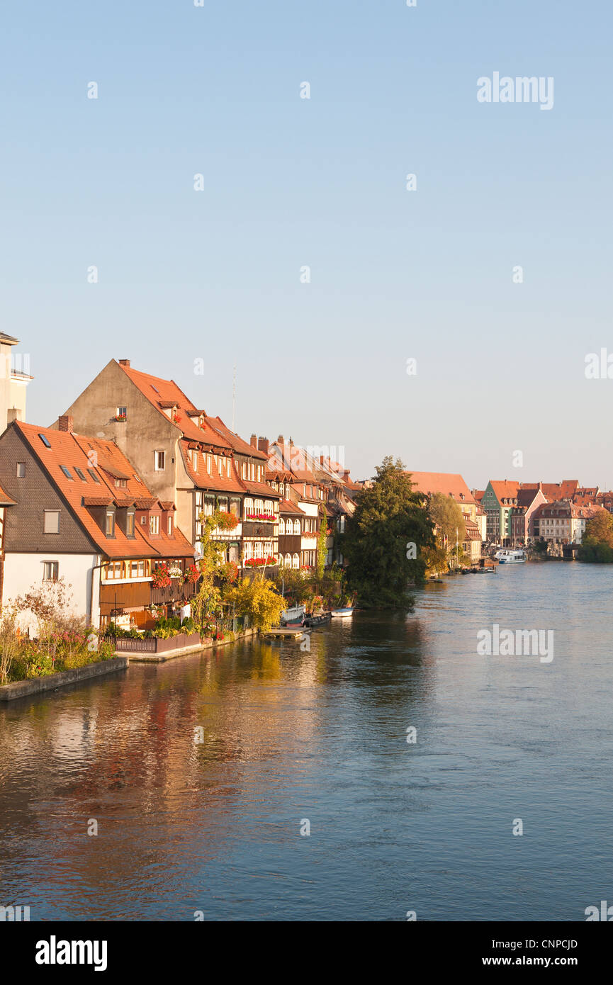 Little Venice (Klein Venedig) and River Regnitz in Bamberg, Germany. Stock Photo