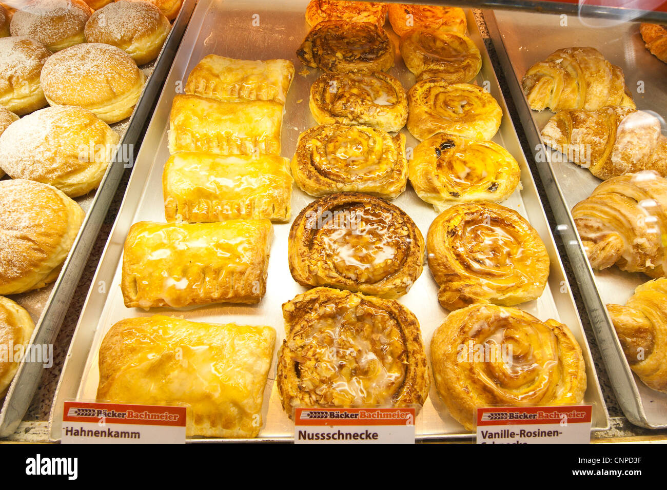 Pastries in the local market Zwiesel, Germany. Stock Photo
