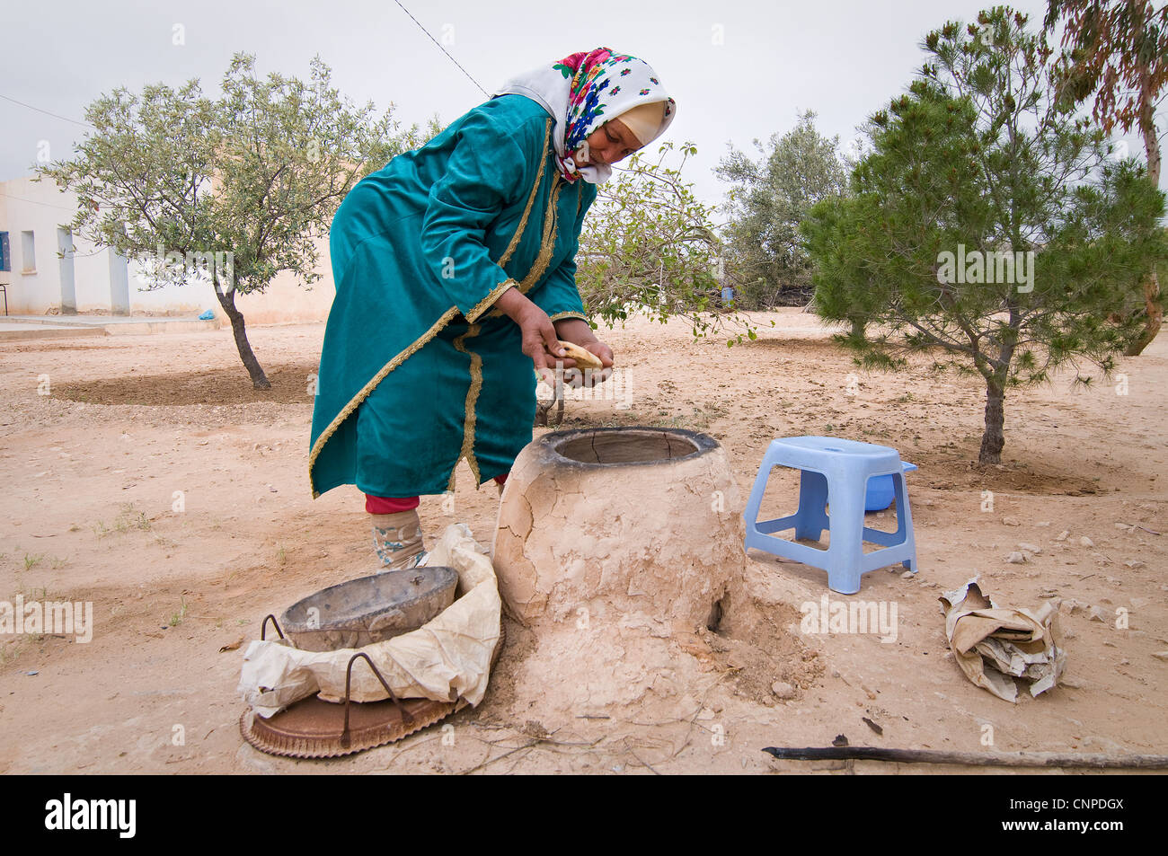 Mabrouka and her husband Mabrouk have a house and some farmland in a village 30km from Sidi Bouzid where the revolution started. Stock Photo