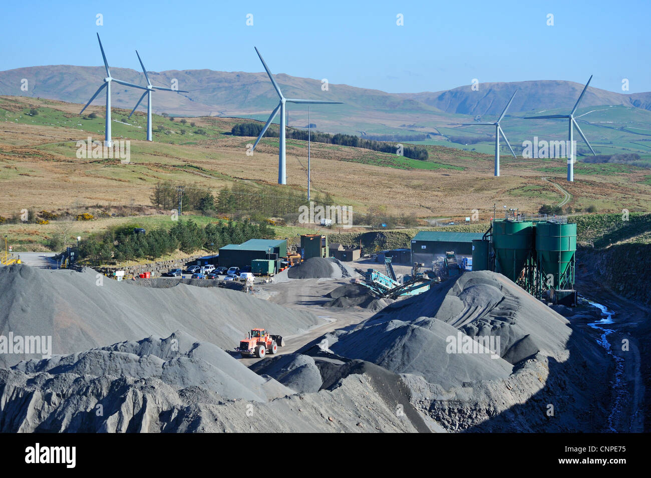 Roan Edge Quarry and Lambrigg Wind Farm. New Hutton, Cumbria, England