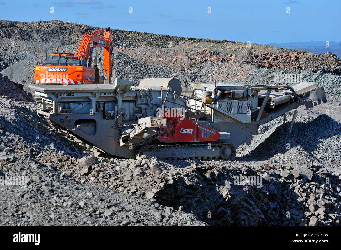 Giporec R 131 FDR mobile tracked impact crusher at Roan Edge Quarry