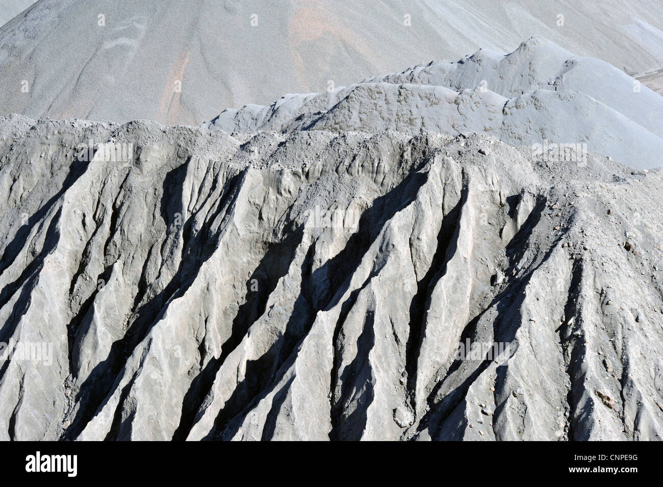 Gravel heaps at Roan Edge Quarry. New Hutton, Cumbria, England, United