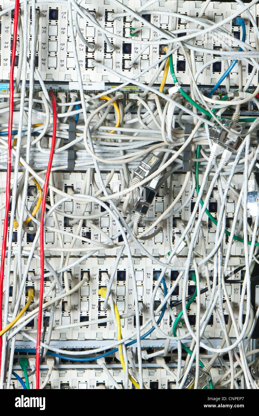 Concept of network infrastructure with cables Stock Photo