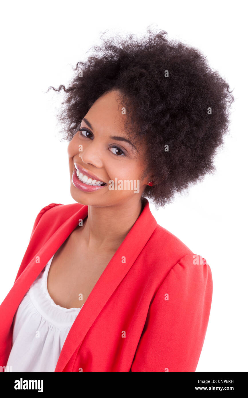 Portrait of a beautiful african american woman, isolated on white ...