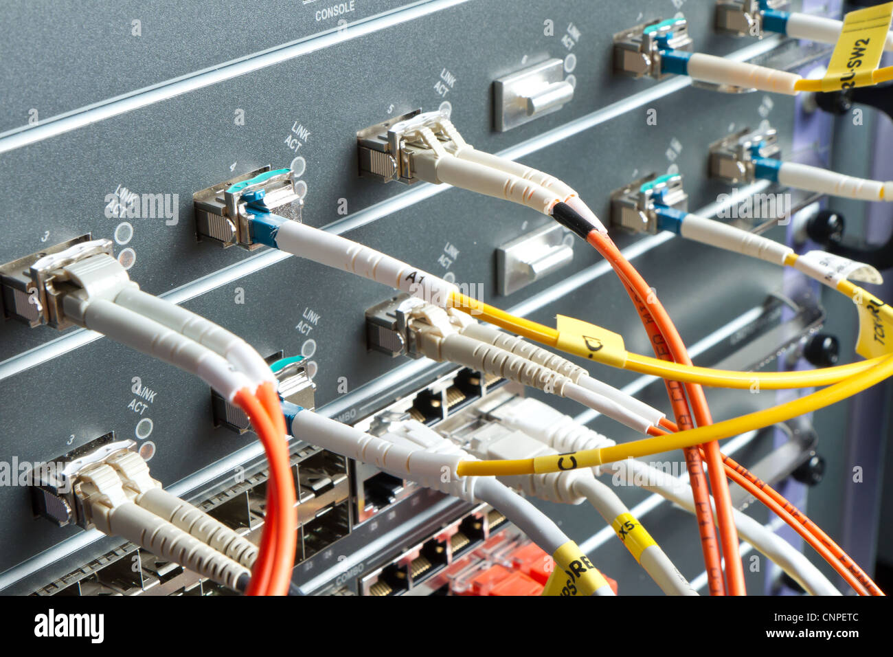 optic fiber cables connected to data center Stock Photo - Alamy