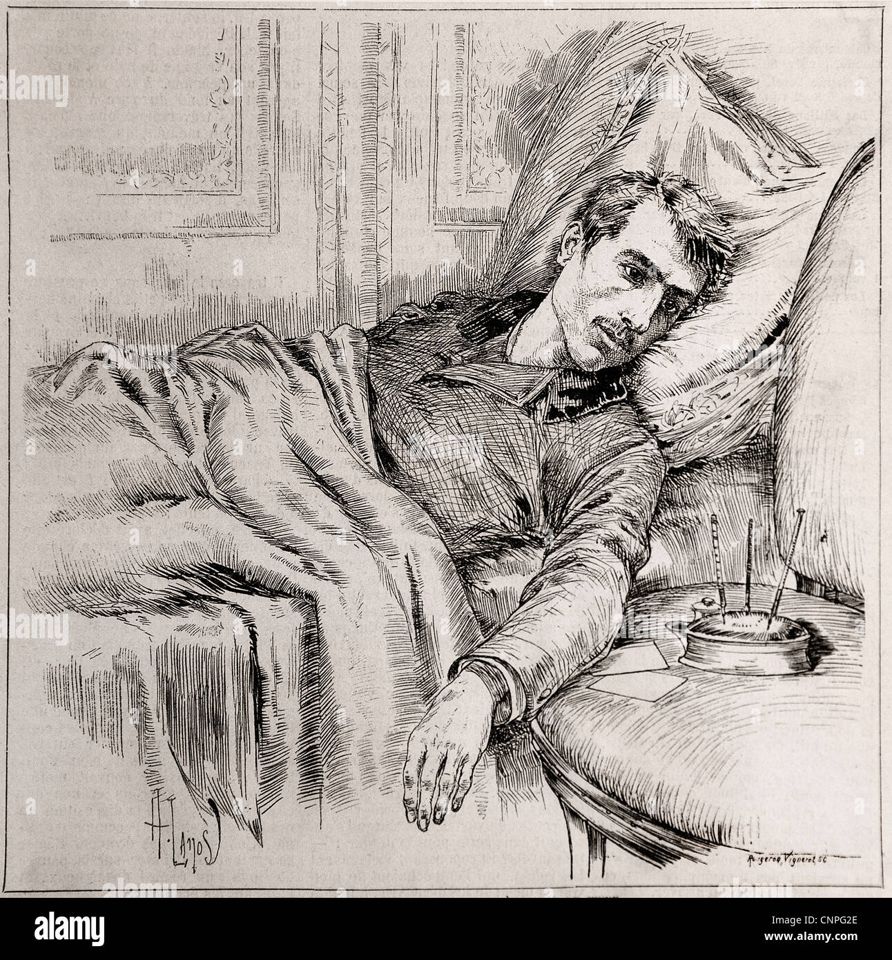 Hunger Artist Stefano Merlatti Italian by M Clair Guyot 1886 France French Stock Photo