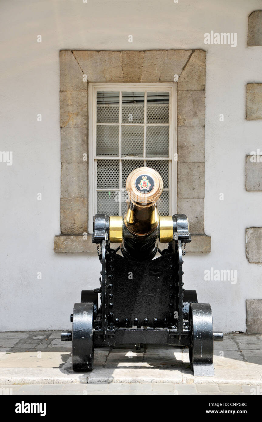 Old cannon which sits outside the Governor's House in Gibraltar. Stock Photo