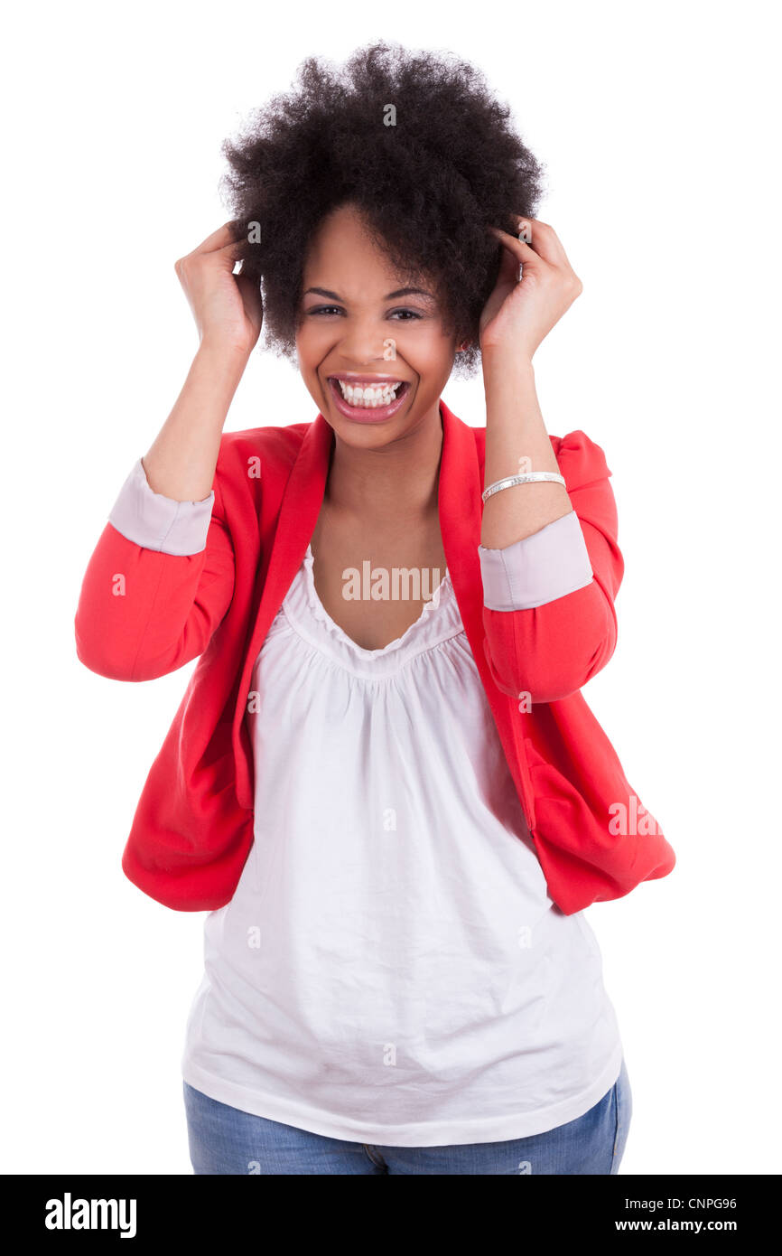 Portrait of a beautiful african american woman, isolated on white ...