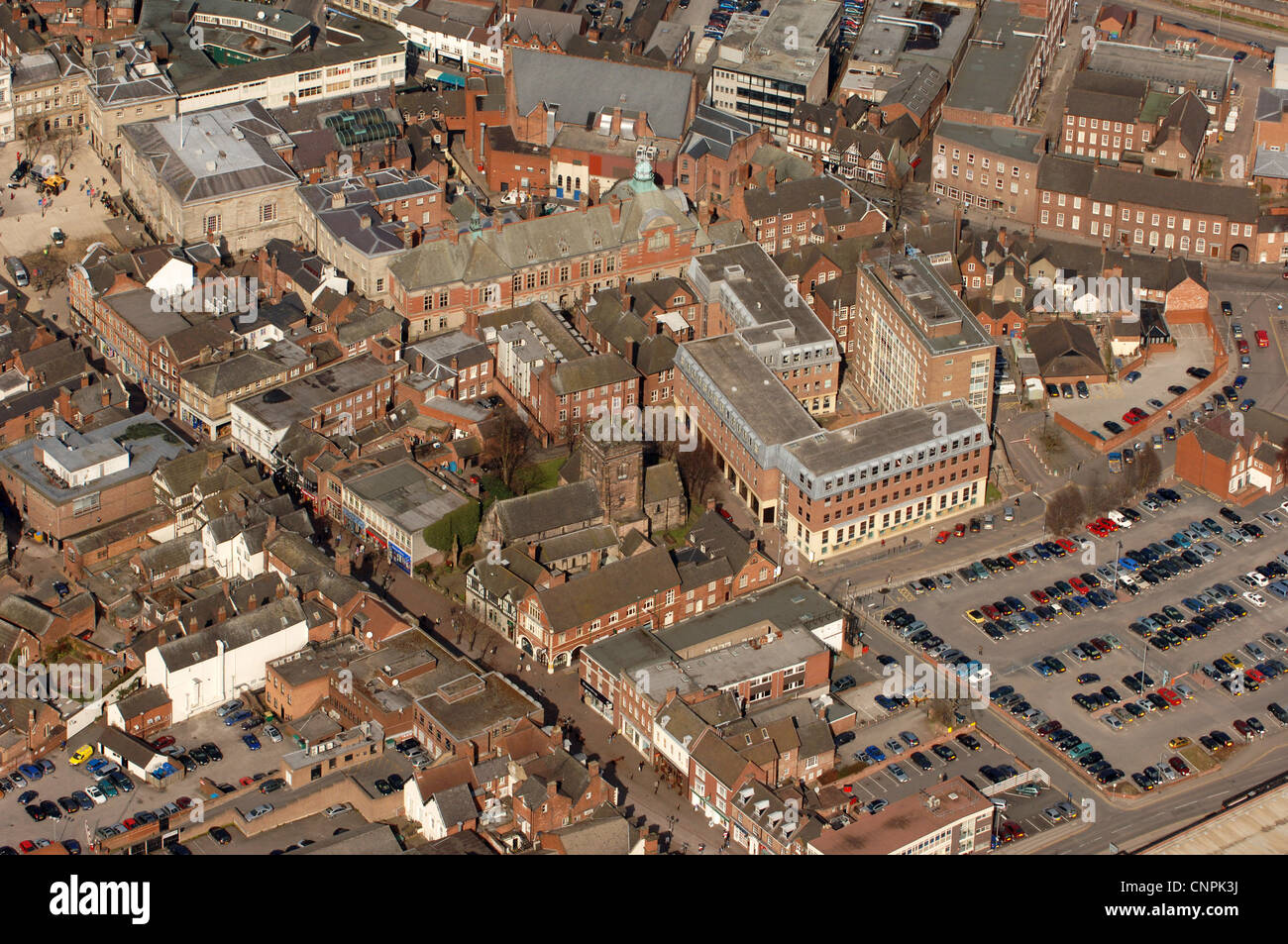 Aerial view Stafford Town Centre Staffordshire England Uk Stock Photo