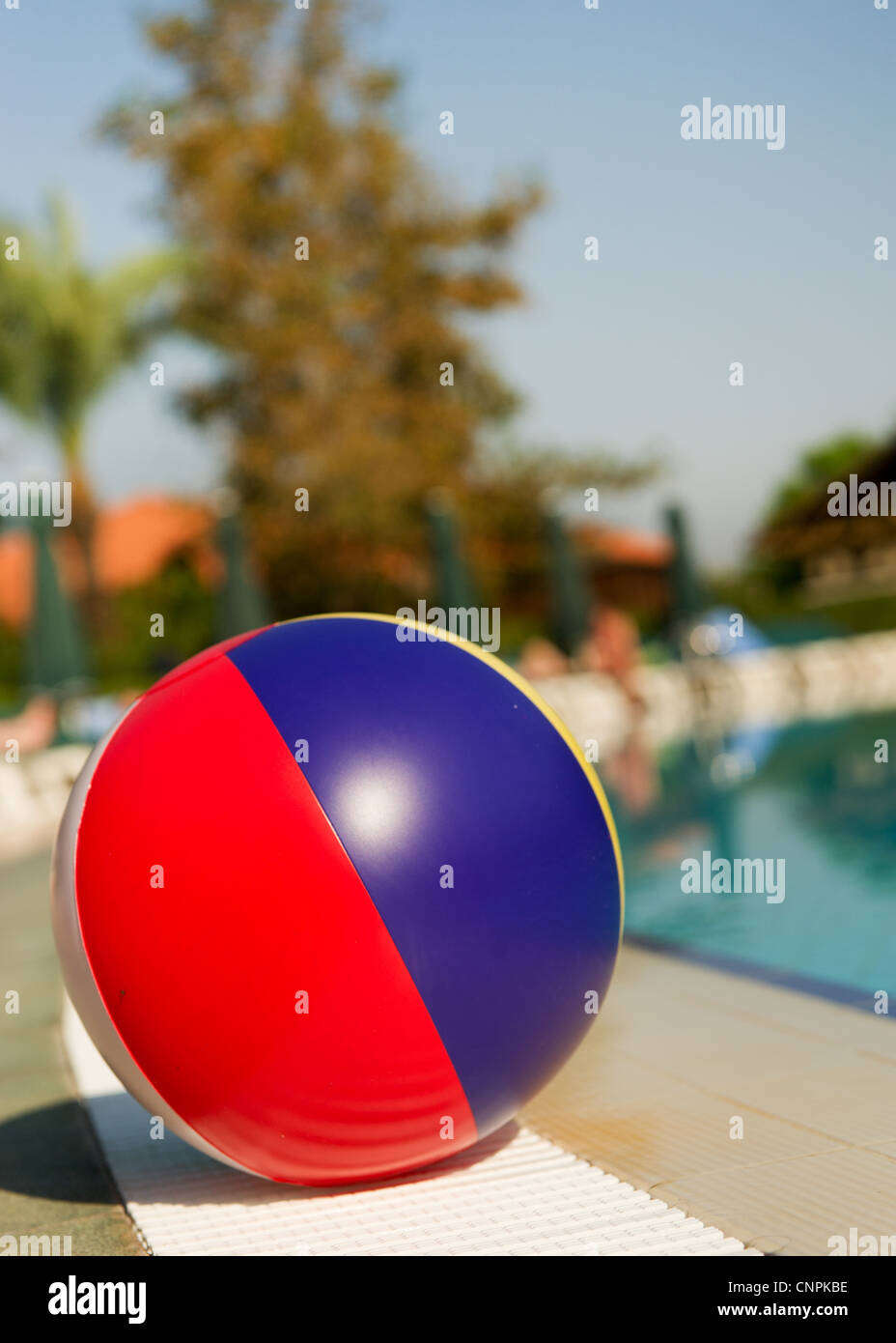 Colorful plastic beach ball near the swimming pool Stock Photo Alamy