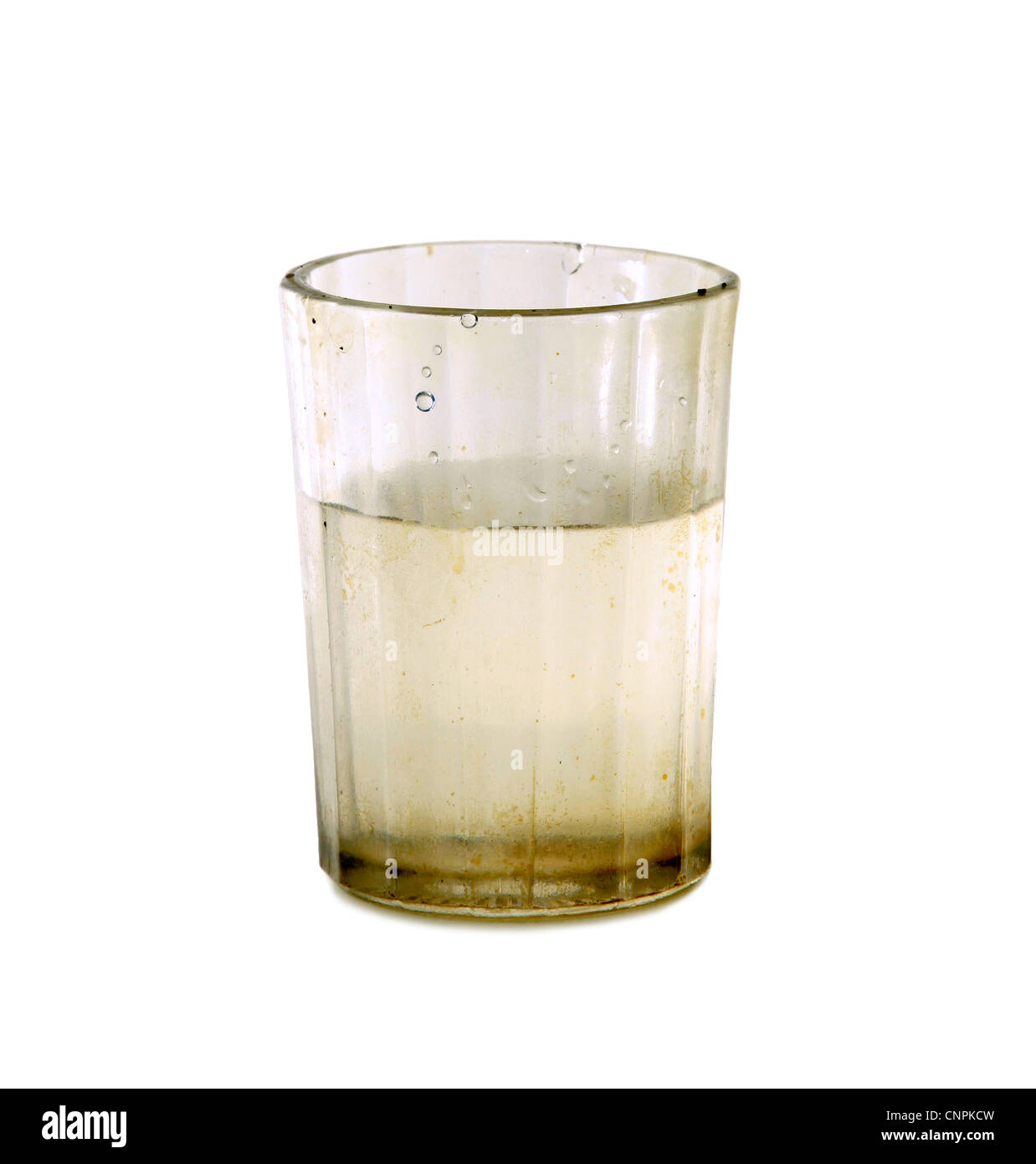 dirty glass with fresh water Stock Photo