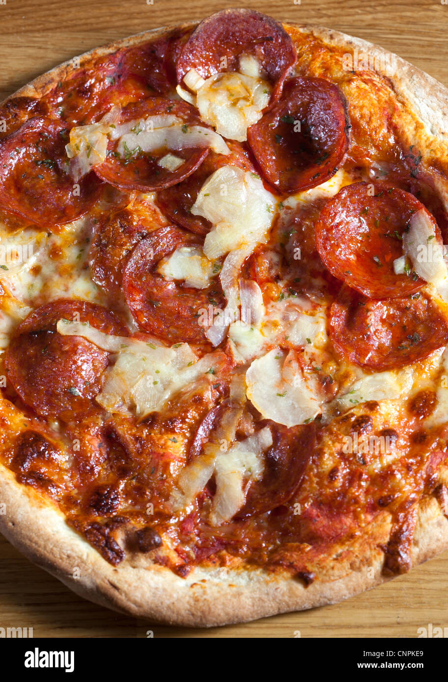 Oven Cooked Pepperoni Pizza Stock Photo Alamy
