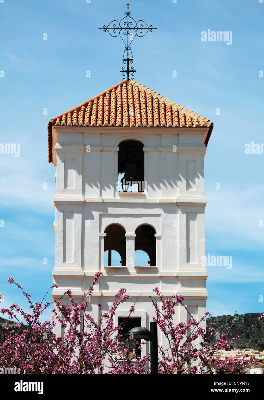 Church bell tower in Arroyo de la Miel Benalmadena Stock Photo