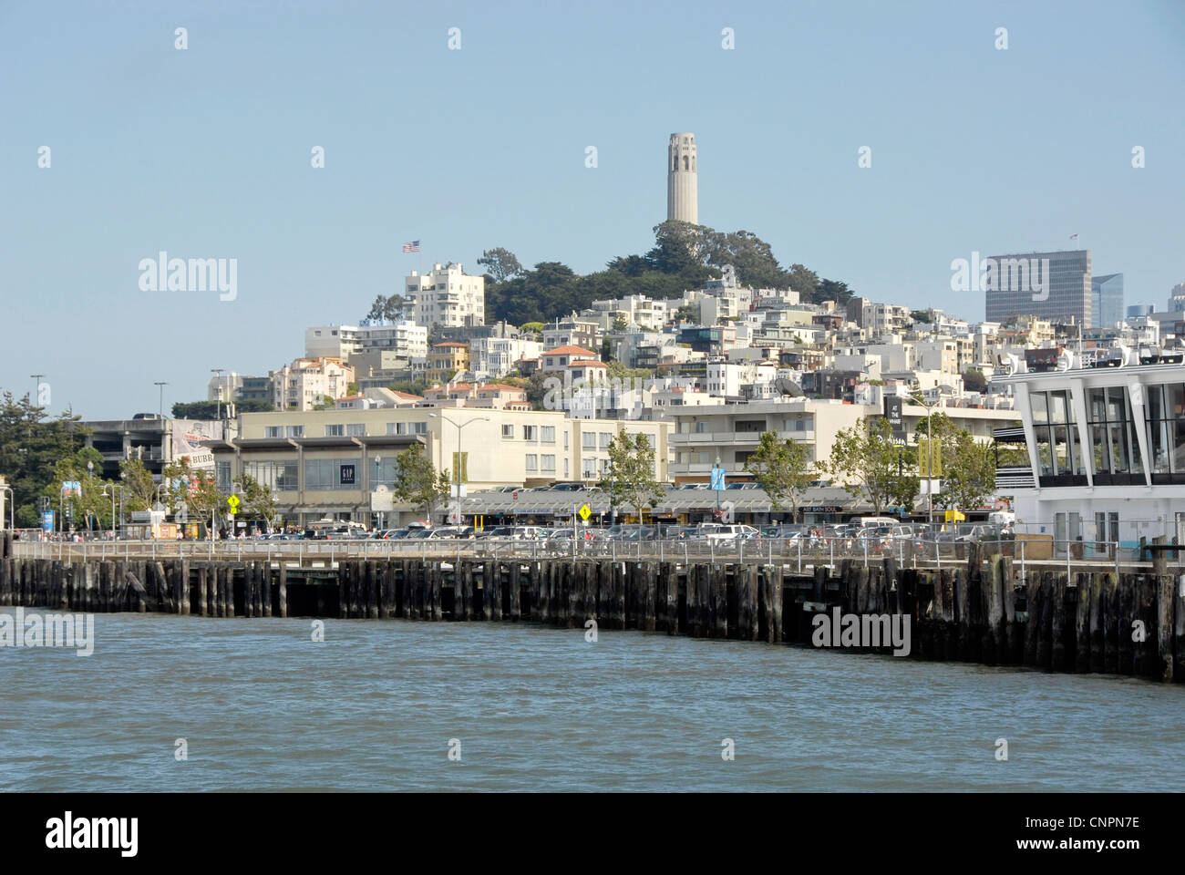 View of Coit Tower and Telegraph Hill San Francisco, California, USA Stock Photo