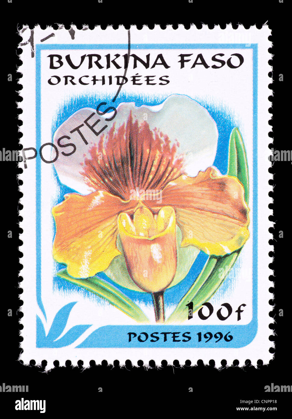 Postage stamp from Burkina Faso depicting a tropical orchid Stock Photo ...