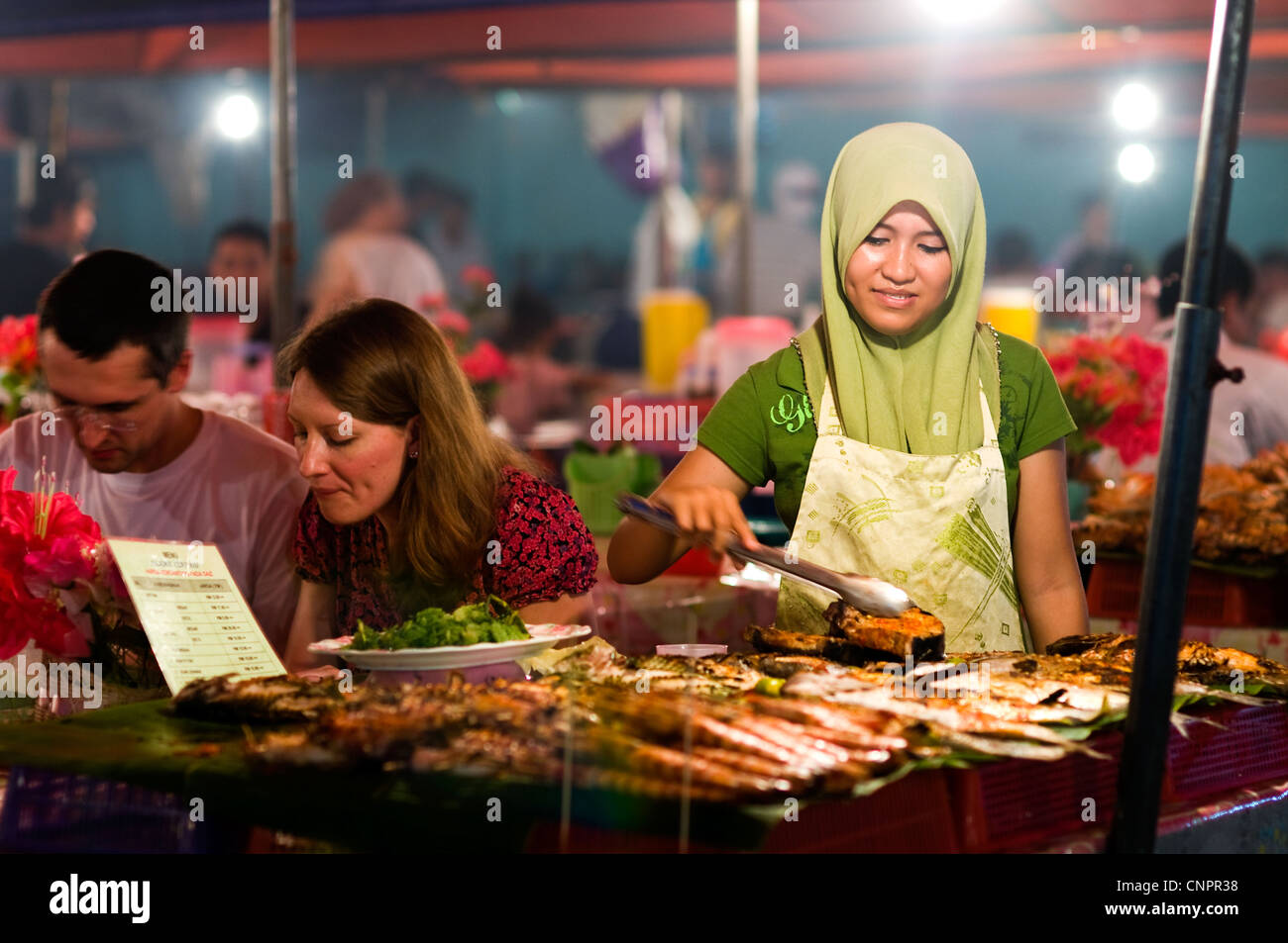 Filipino market at night, Kota Kinabalu, Sabah, Malaysia Stock Photo