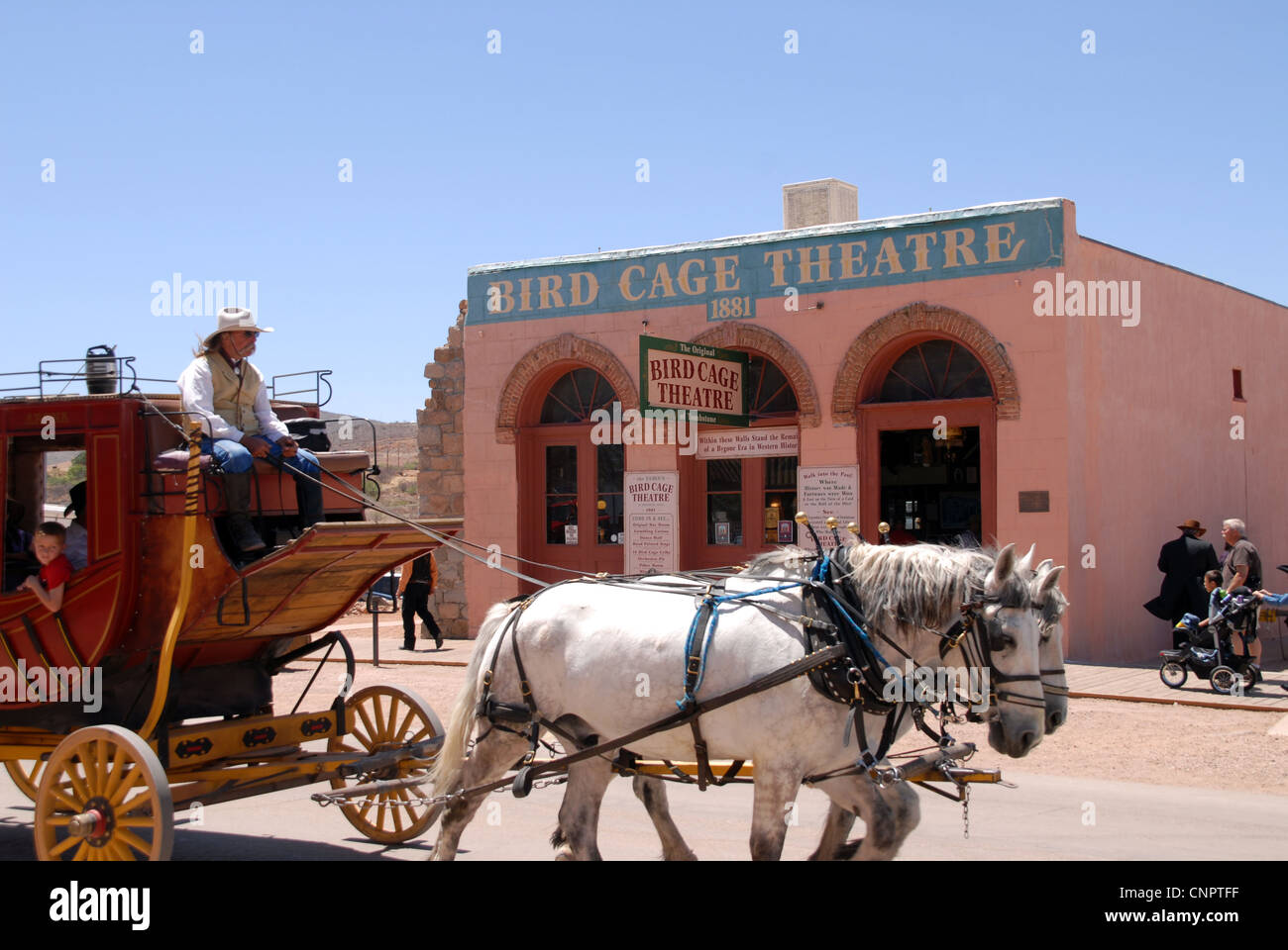 Stagecoach in Tombstone, Arizona, outside of the Bird Cage Theatre