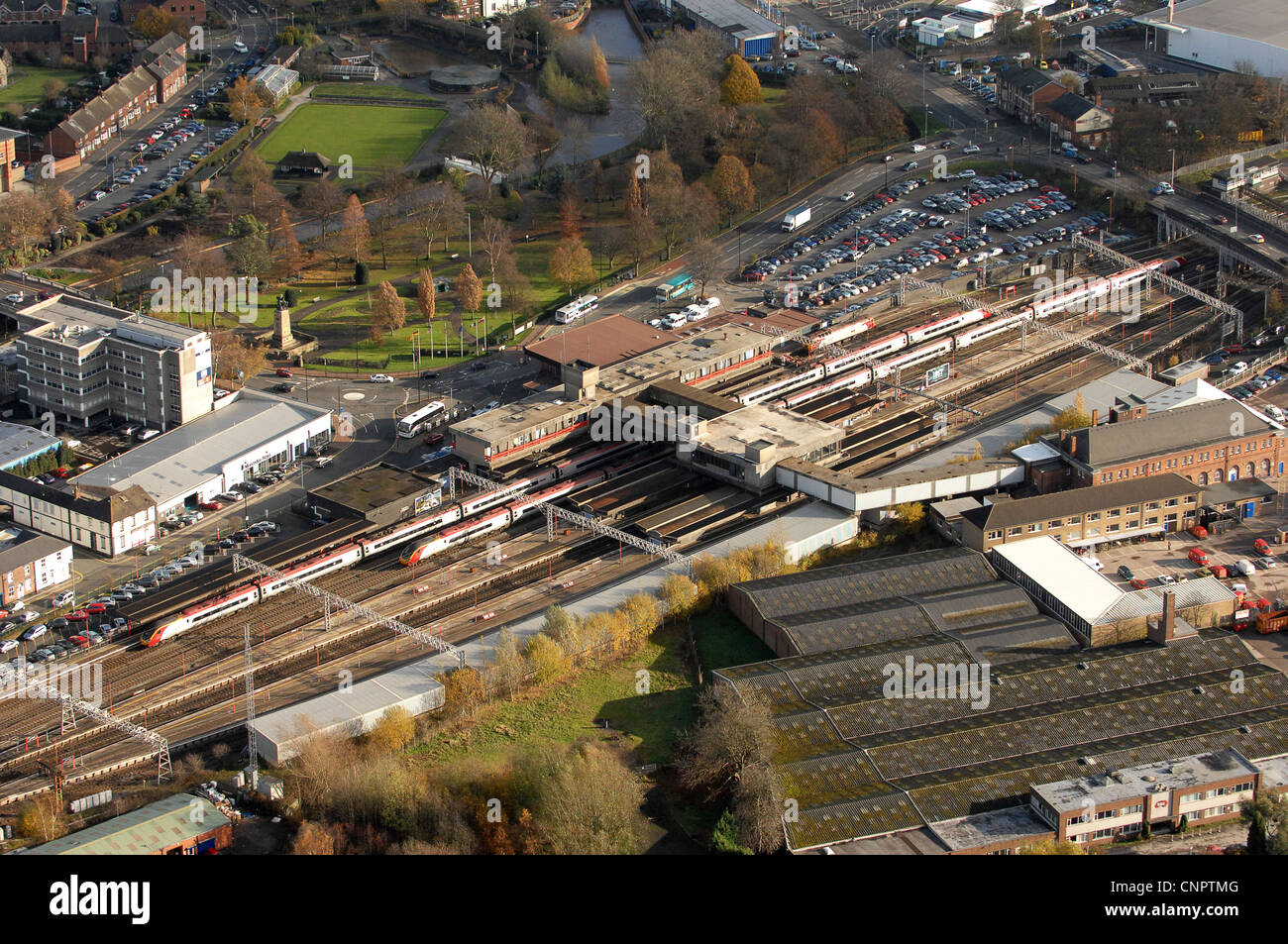 Aerial view of Stafford Railway Station Uk Stock Photo Alamy