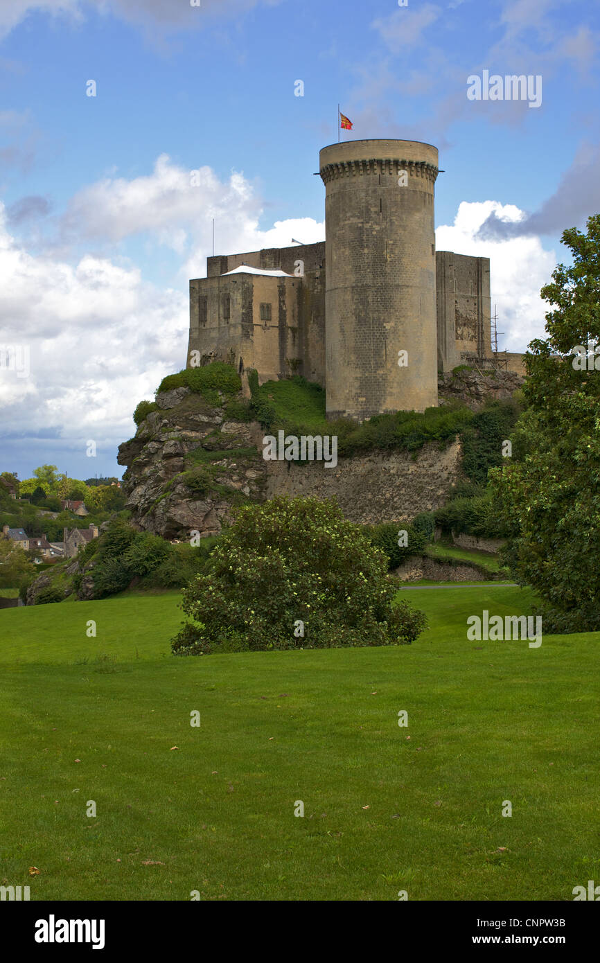 [Chateau de Falaise] castle cliff flag Stock Photo