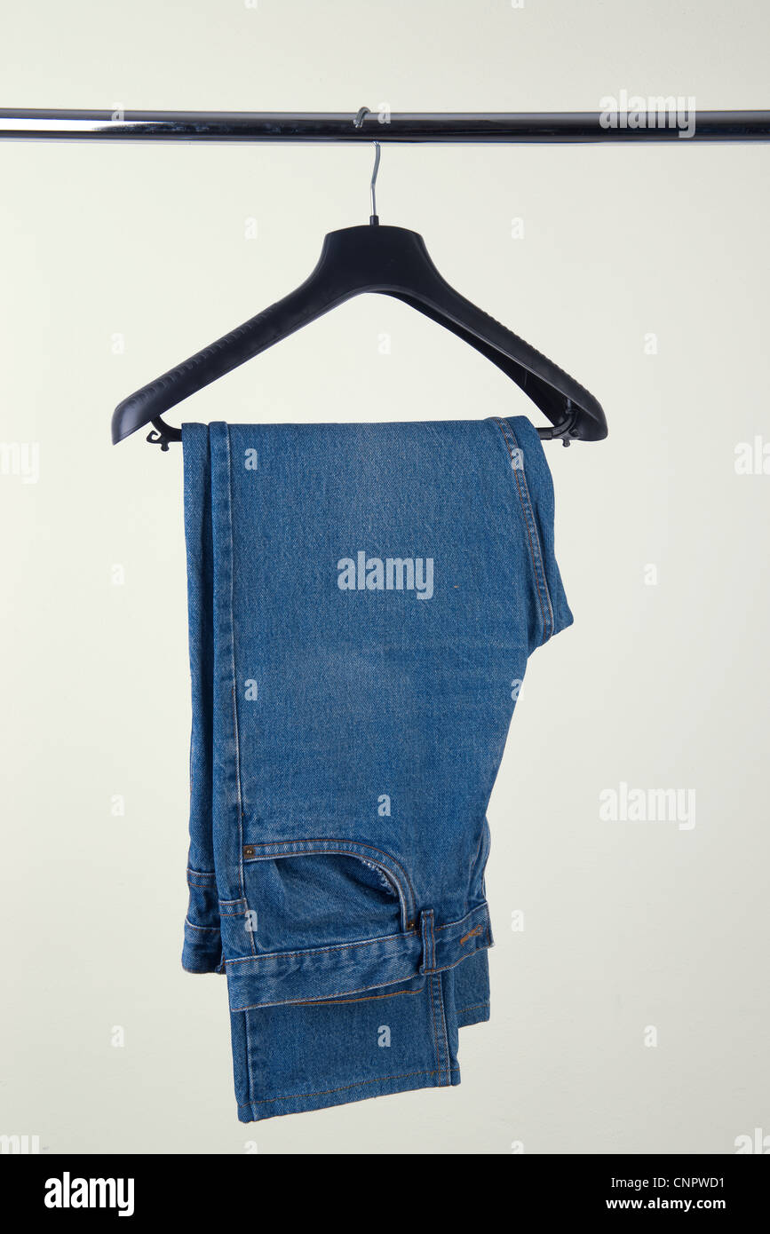 Jeans on the clothes hanger Stock Photo