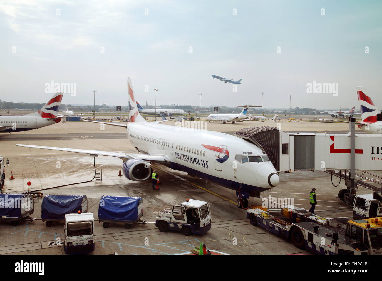 British Airways planes , Gatwick Airport, England Stock Photo