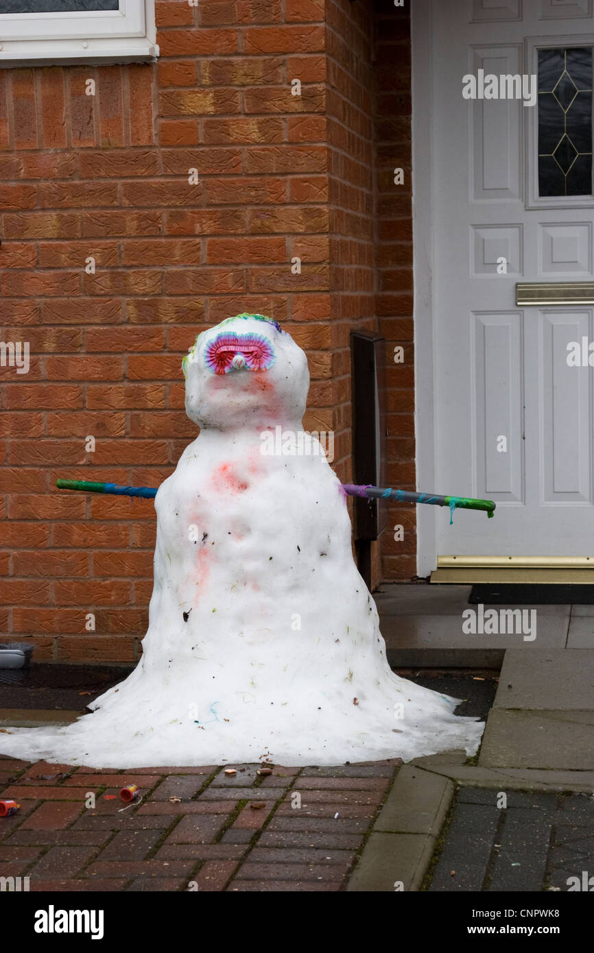 Melted snowman in last stages of thawing Stock Photo Alamy