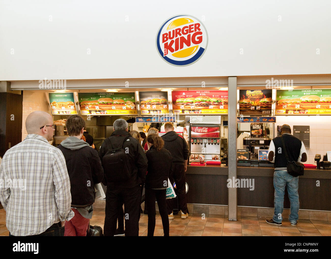 A queue of people at Burger King, Essex UK Stock Photo