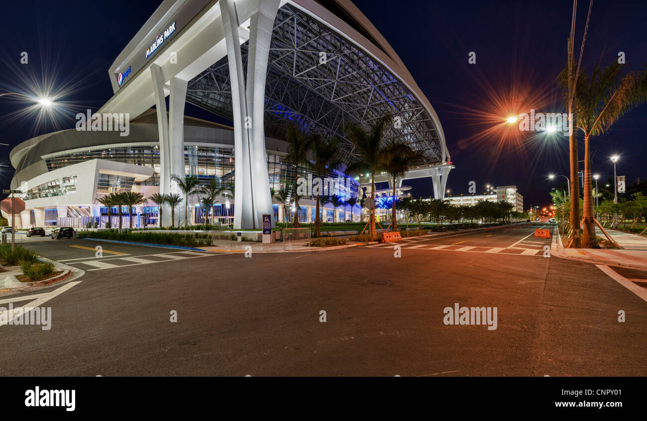 View of the new Marlins Park Stadium in Miami, Florida Stock Photo